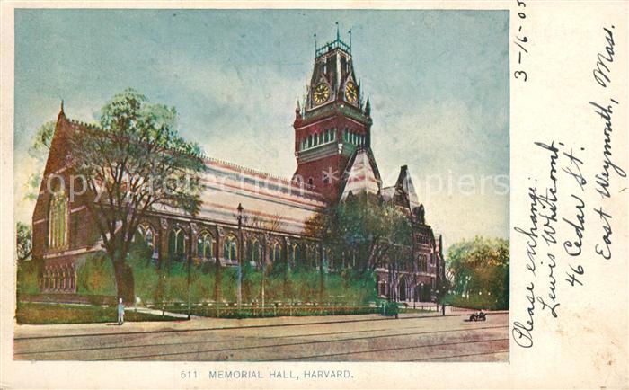 Cambridge Cambridgeshire Memorial Hall Harvard