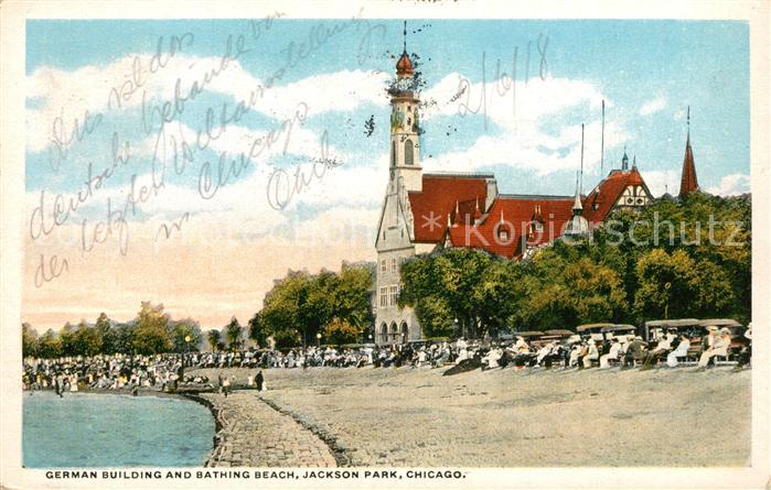 Chicago Illinois German Building and Bathing Beach Jackson Park