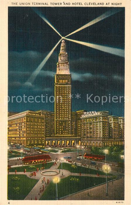 Cleveland Ohio The Union Terminal Tower and Hotel at night