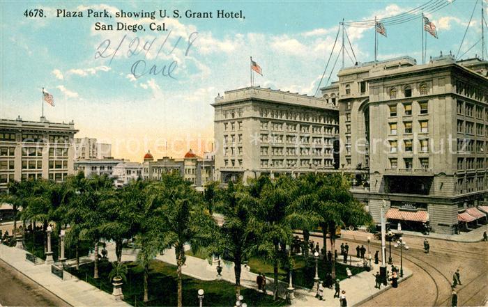 San Diego California Plaza Park showing US Grand Hotel