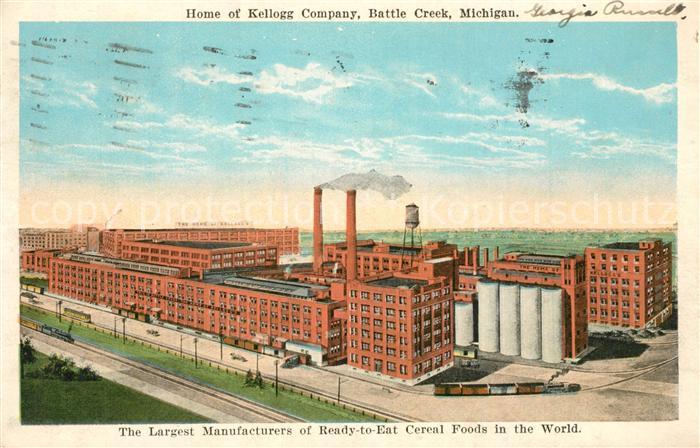 Battle Creek Michigan Home of Kellog Company Manufacturers of Ready to Eat