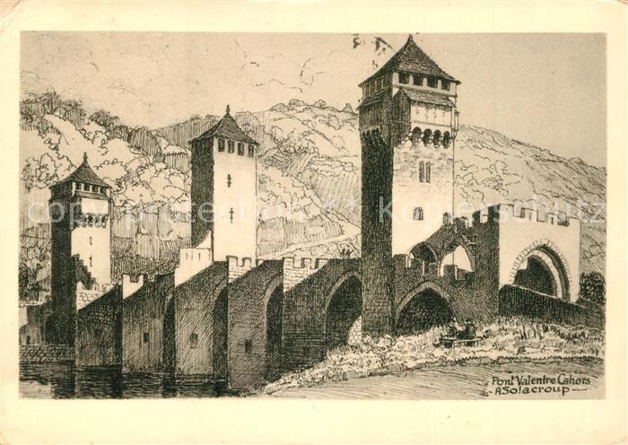 Cahors Le Pont Valentre Zeichnung