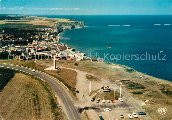Arromanches-les-Bains Por Winston Vue aerienne Statue Notre Dame des Flots