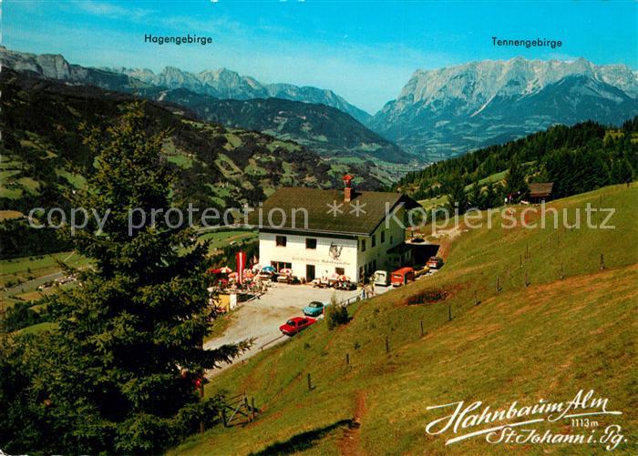 St Johann Pongau Alpengasthof Hahnbaum Alm mit Hagengebirge und Tennengebirge