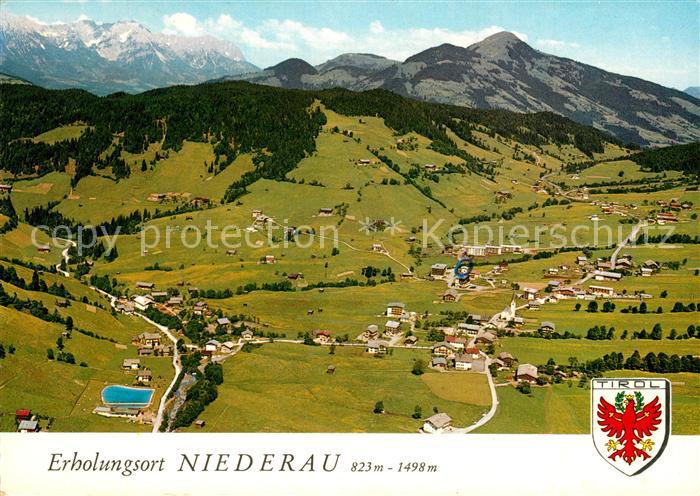 Niederau Wildschoenau Fliegeraufnahme mit Kaisergebirge und H
