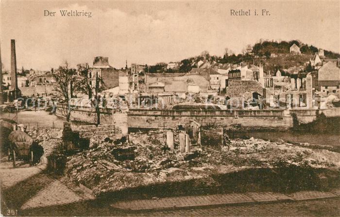 Rethel Ardennes Zerstoerte Stadt in WK1