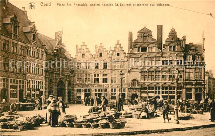Gand Belgien Place Ste Pharalide ancien Hospice St Laurent et Marche aux poisson