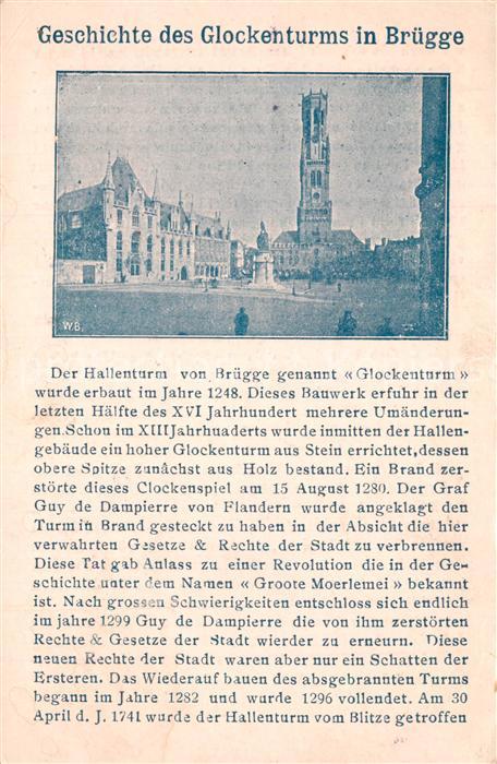 Bruges BRUGGE Belgie Glockenturm Geschichte