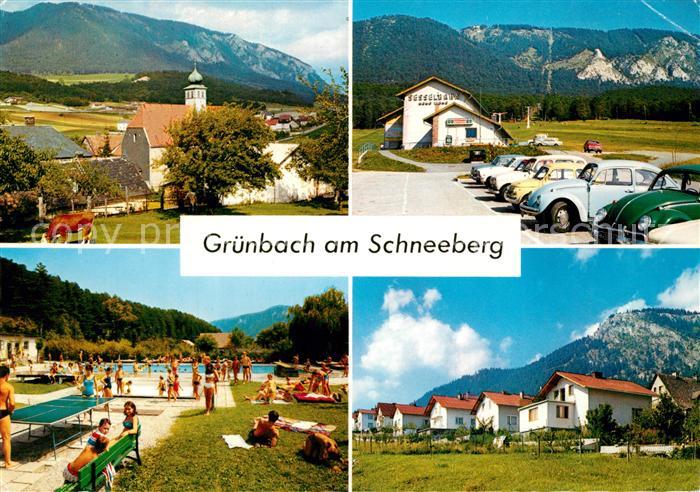 Gruenbach Schneeberg Panorama Sesselbahn Schwimmbad Reihenhaeuser