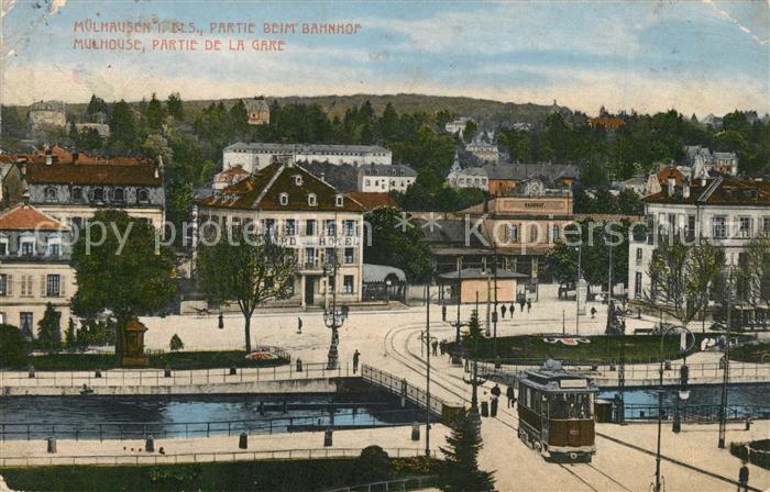 Muelhausen Elsass Partie beim Bahnhof