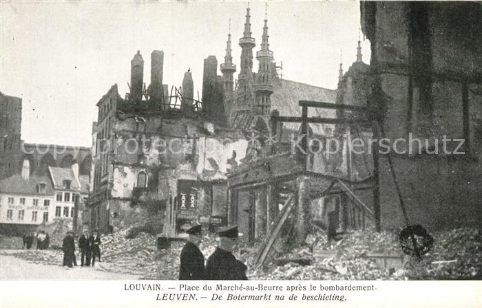 Leuven De Botermarkt na de beschieting
