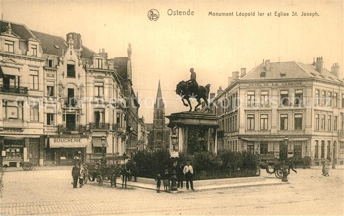 Ostende Oostende Monument Leopold Ier et Eglise St Joseph