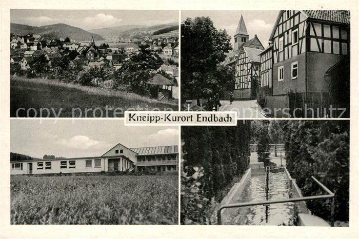 Bad Endbach Panorama Fachwerkhaeuser Schule Wassertretanlage