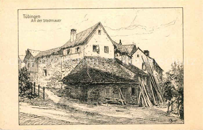 Tuebingen An der Stadtmauer Zeichnung