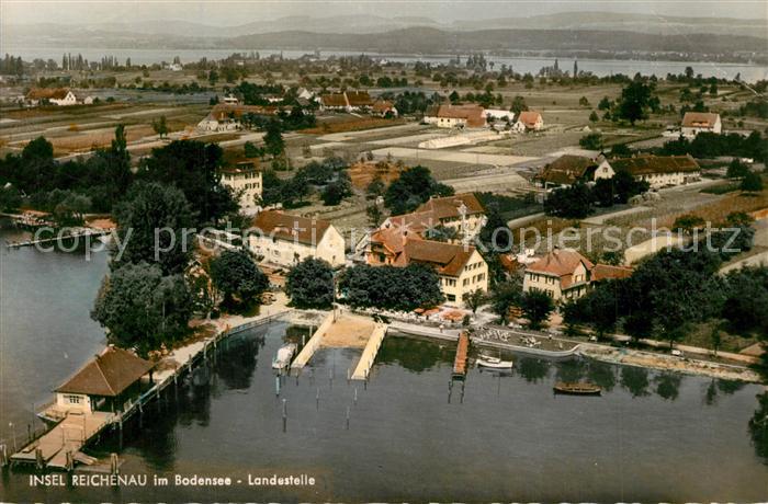 Insel Reichenau Fliegeraufnahme mit Landestelle