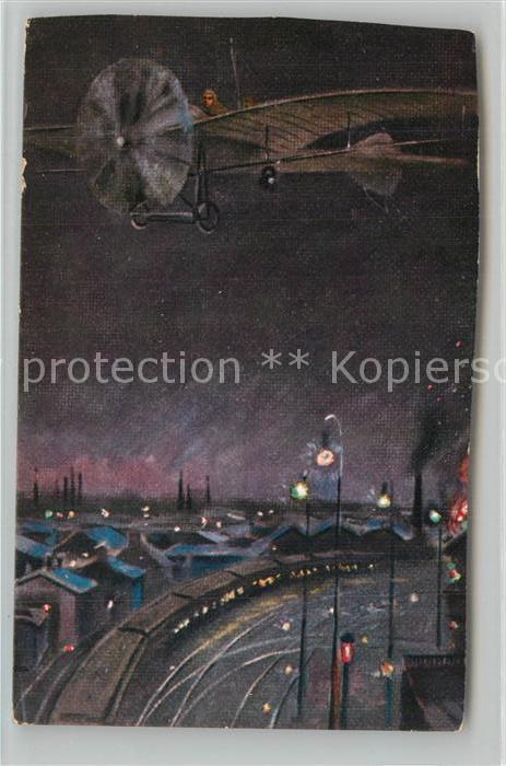 Dixmuiden Flugzeug ueber Dixmuiden Kuenstlerkarte