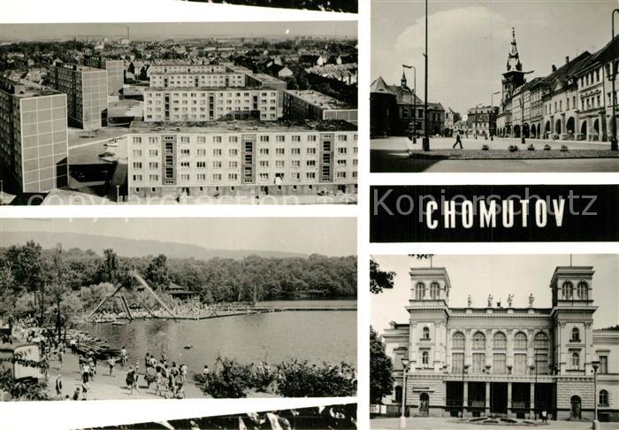 Chomutov Siedlung Schwimmbad Stadtplatz Rathaus