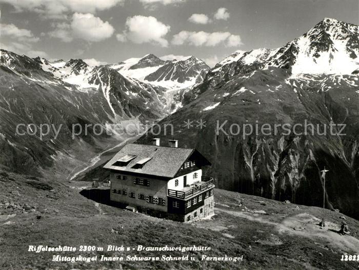 Riffelseehuette Tirol mit Braunschweigerhuette Mittagskogel Innere Schwarze Schn