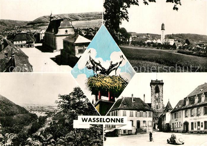 Wasselonne Bas Rhin Eglise goth Protestante Eglise Catholique Vue generale Tour