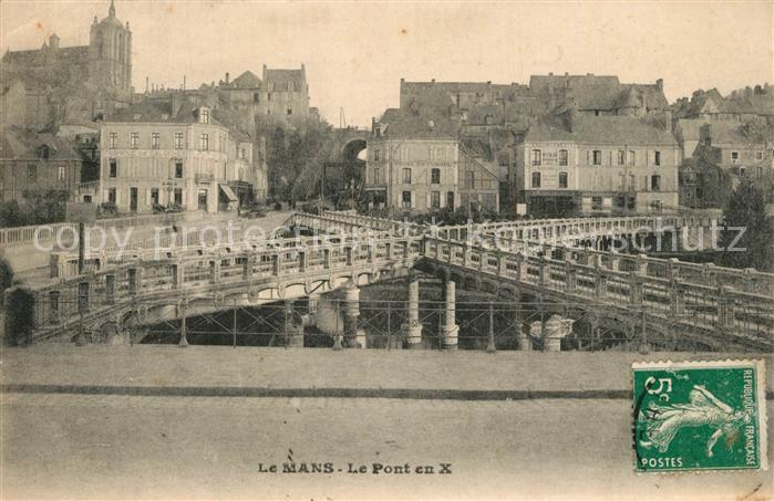 Le Mans Sarthe Le Pont en X et le Pont Yssoir sur la Sarthe