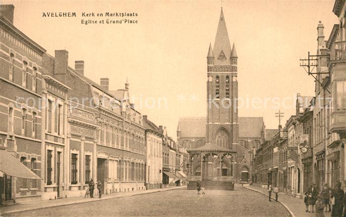 Avelghem Kerk en Marktplaats Eglise et Grande Place