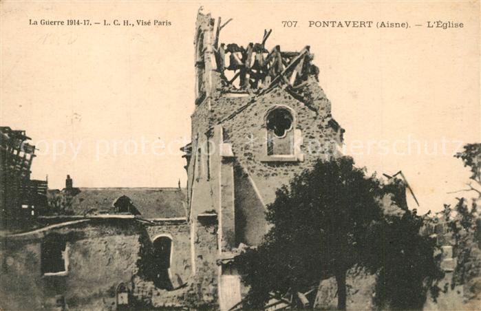 Pontavert Eglise Grande Guerre 1914 - 1917 des ruines Truemmer 1. Weltkrieg