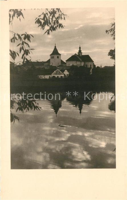 Mirovice Blick ueber die Skalice Kirche