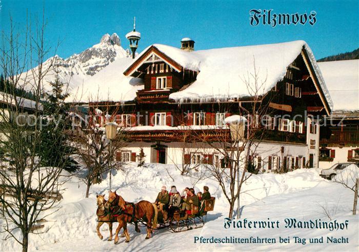 Filzmoos Gasthof Pension Mandlinghof Fiakerwirt Pferdeschlitten Winterlandschaft