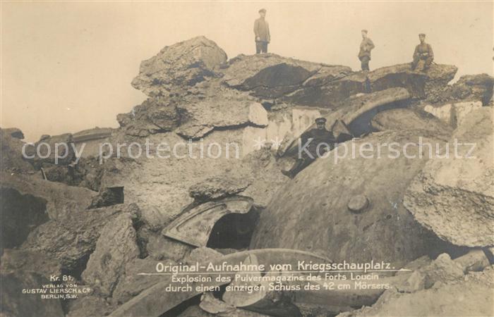 Fort Loucin Explosion des Pulvermagazins durch eine