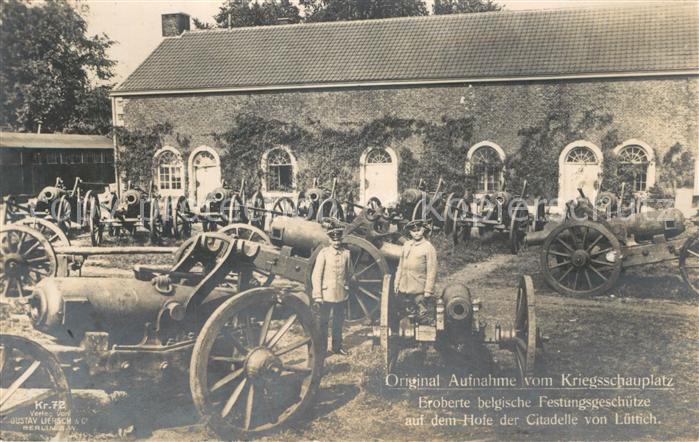 Luettich Kriegsschauplatz eroberte belgische Festungsgesch?tze auf dem Hofe der