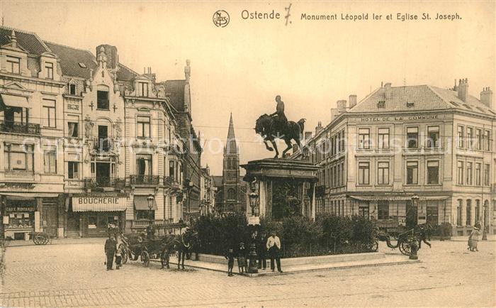 Ostende Oostende Monument Leopold ler et Eglise St. Joseph