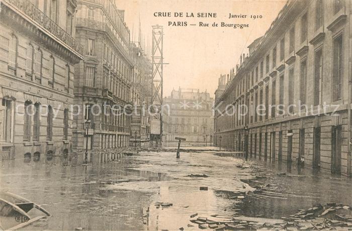 Paris Crue de la Seine ?berschwemmung  29.1.1910 Rue de Bourgogne