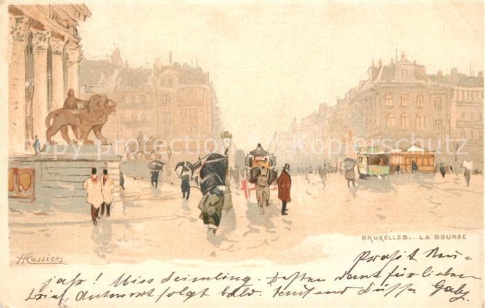 Bruxelles Br?ssel La Bourse K?nstlerkarte Hlussiers