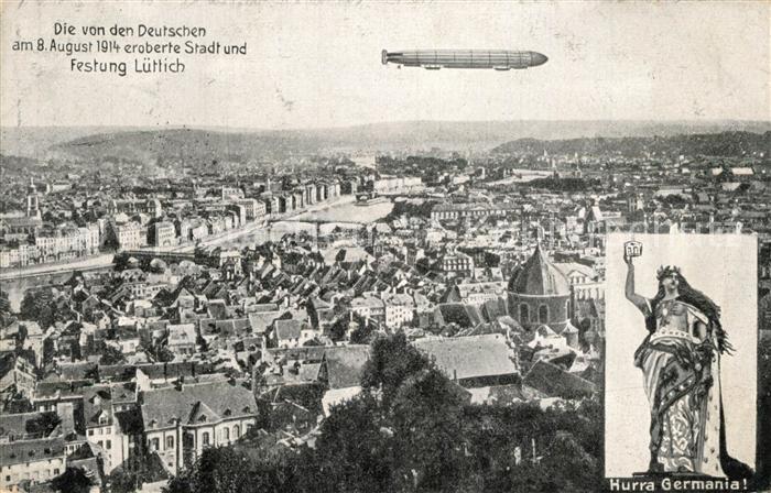 Luettich Fliegeraufnahme mit Luftschiff Germania