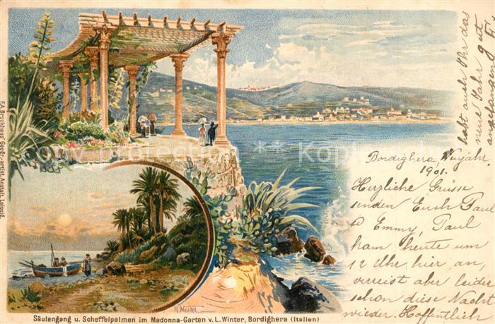 Bordighera S?ulengang Scheffelpalmen im Madonna-Garten