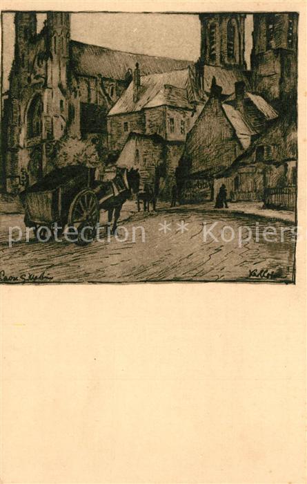 Laon Aisne Sankt Martin Zeichnung Karl Lotze