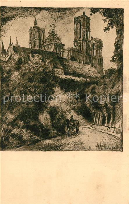 Laon Aisne Auffahrt vom Bahnhof Zeichnung Karl Lot