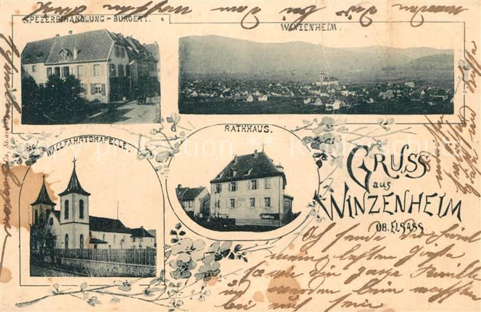 Winzenheim Elsass Panorama Spezerethandlung Wallfahrtskapelle Rathaus
