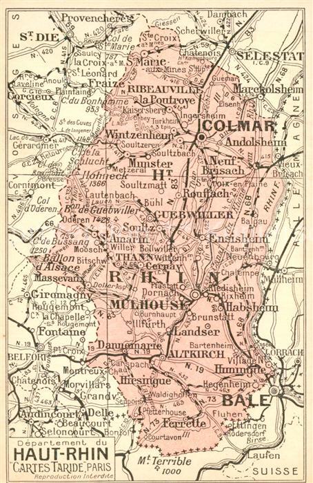 Elsass Alsace Gebietskarte