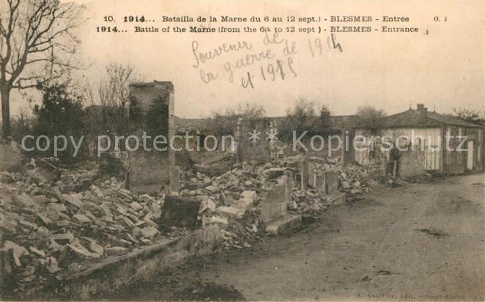 Blesmes Batailla de la Marne du 6 au 12 sept En