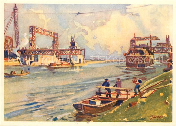 Kembs Elsass Travaux de l’Usine Chantier du barrage sur le Rhin