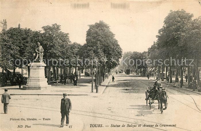 Tours Indre-et-Loire Statue de Balzac Avenue de Grammoni