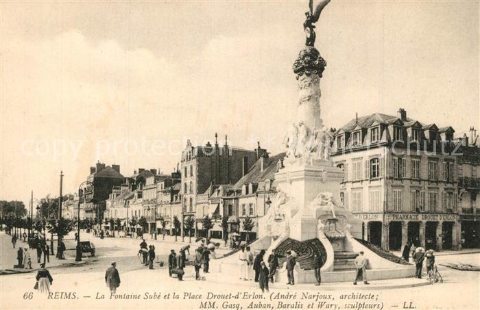 Reims Champagne Ardenne Fontaine Suhe Place Droouet d Erlon