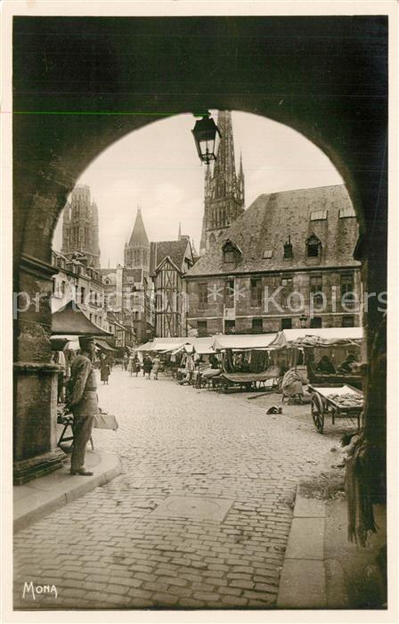 Rouen Place Haute Vieille Tour cathedrale market place