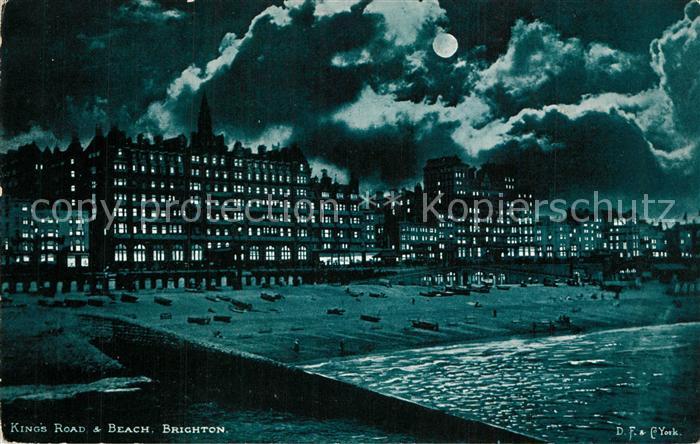 Brighton East Sussex Kings Road Beach Mondschein