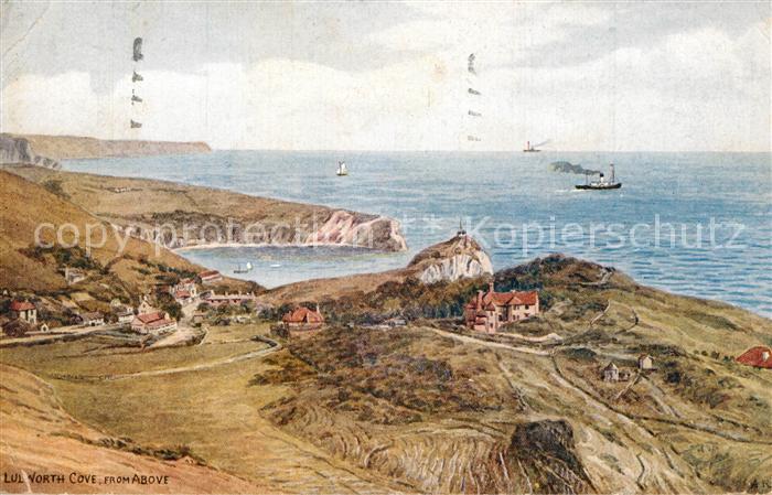Lulworth Cove Panorama Kuenstlerkarte Above