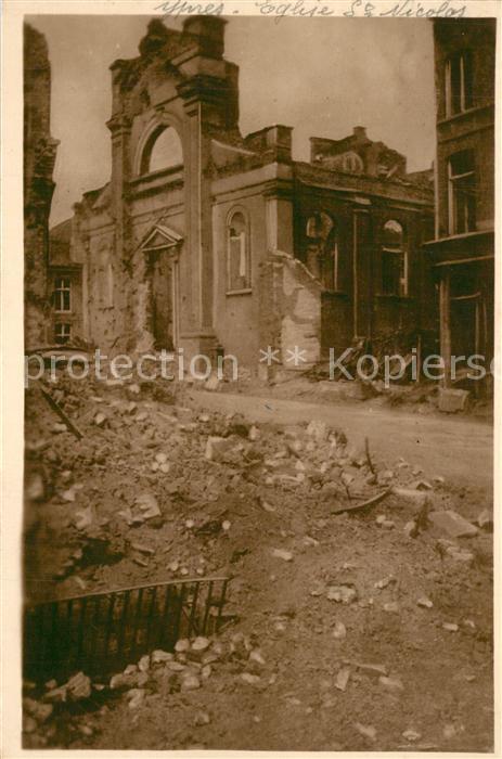 Ypern Ypres Eglise Saint Nicolas Kriegszerstoerung