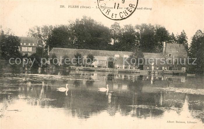 Flers Orne Le Chateau Vue sur le grand etang