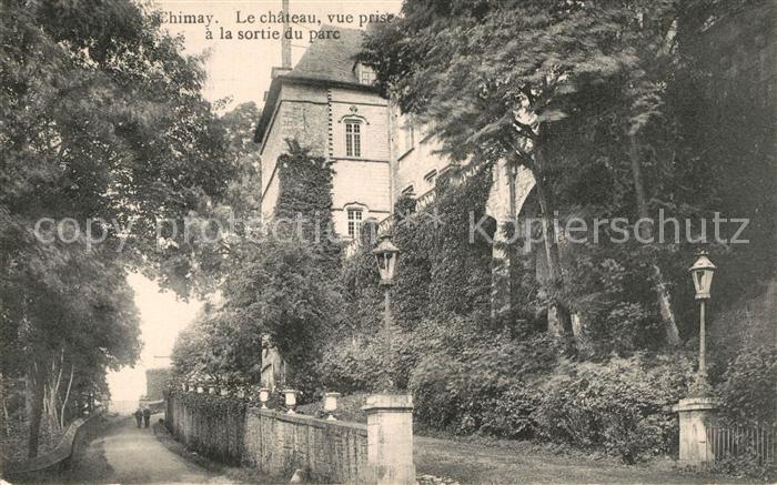 Chimay Le chateau vue prise a la sortie du parc