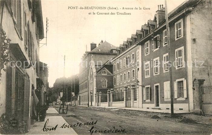 Pont-de-Beauvoisin Avenue de la Gare et le Couvent des Ursulines